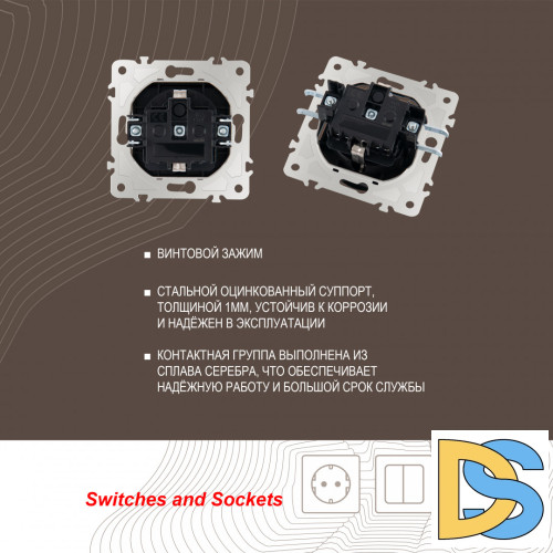 Розетка с заземлением, шторками и защитной крышкой Arte Milano 203.41-1.black