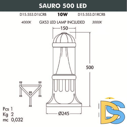 Садовый светильник Fumagalli Sauro D15.553.000.WXD1L.CRB