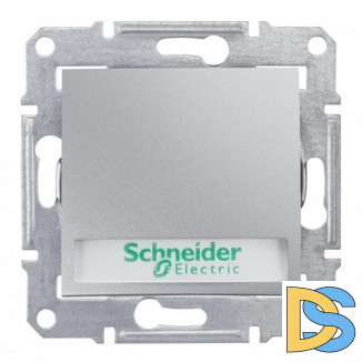 Выключатель 1-клавишный; кнопочный с подсветкой и держателем надписи, Алюминий, серия Sedna, Schneider Electric