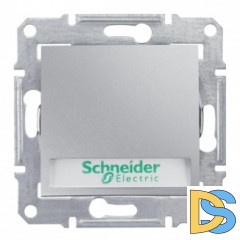 Выключатель 1-клавишный; кнопочный с подсветкой и держателем надписи, Алюминий, серия Sedna, Schneider Electric