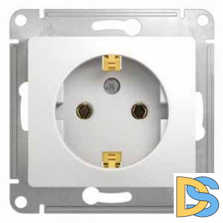Розетка 1-ая электрическая, с заземлением, Белый, серия Glossa, Schneider Electric