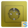 Розетка 1-ая электрическая, с заземлением и защитными шторками, Фисташковый, серия Glossa, Schneider Electric