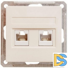 Розетка телефонная 2-ая 4 контакта, RJ-11, Бежевый, серия Wessen 59, Schneider Electric