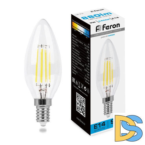 Лампа светодиодная Feron LB-73 Свеча E14 9W 6400K 38229