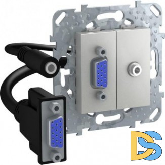 Розетка HD15+Jack 3,5, Алюминий, серия UNICA TOP/CLASS, Schneider Electric