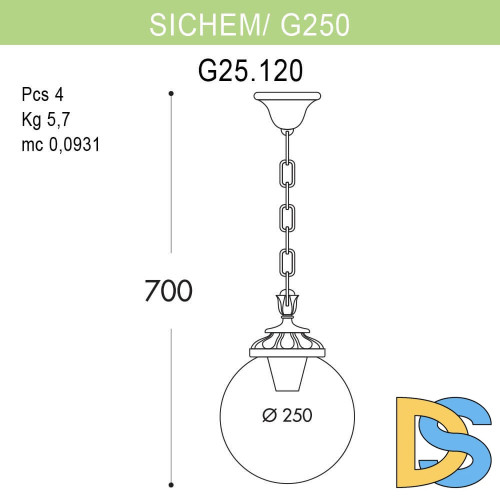 Уличный подвесной светильник Fumagalli Sichem/G250 G25.120.000.AXE27