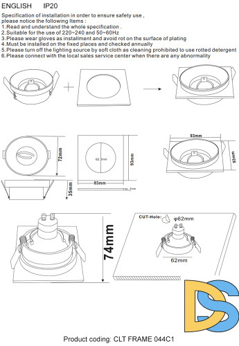 Декоративная рамка для светильника Crystal Lux CLT FRAME 044C1 WH