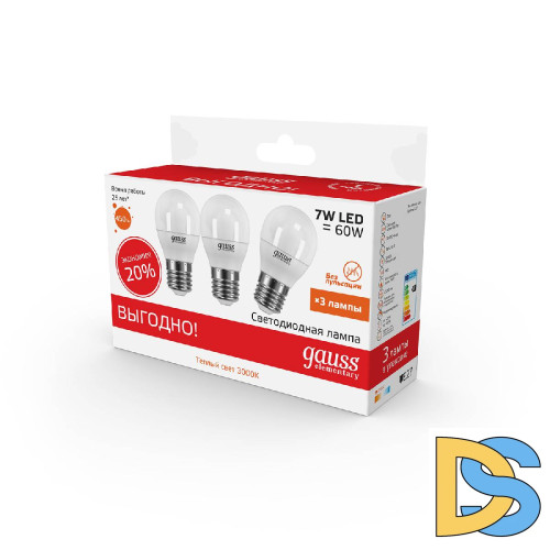 Лампа светодиодная Gauss E27 7W 2700K матовая 53217T