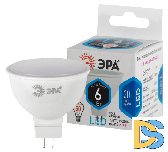 Лампа светодиодная Эра GU5.3 6W 4000K LED MR16-6W-840-GU5.3 Б0020545