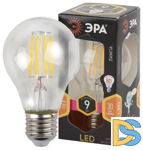 Лампа светодиодная Эра E27 9W 2700K F-LED A60-9W-827-E27 Б0043433
