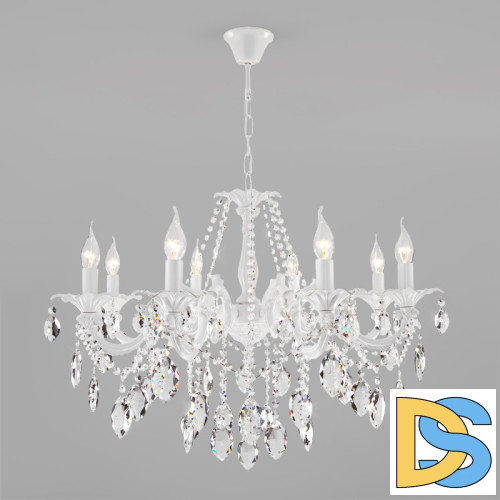 Подвесная люстра Eurosvet 10108/8 белый/прозрачный хрусталь Strotskis