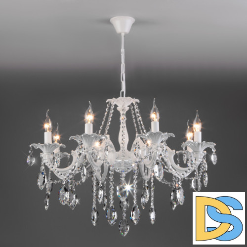 Подвесная люстра Eurosvet 10108/8 белый/прозрачный хрусталь Strotskis