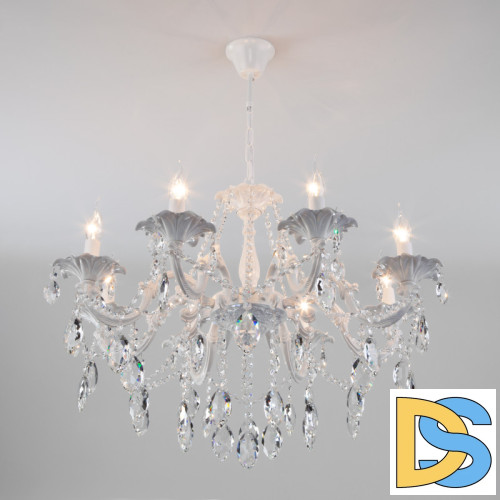 Подвесная люстра Eurosvet 10108/8 белый/прозрачный хрусталь Strotskis