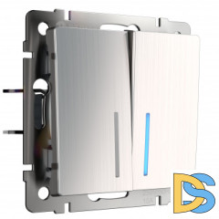 Выключатель двухклавишный с подсветкой (глянцевый никель) W1120102