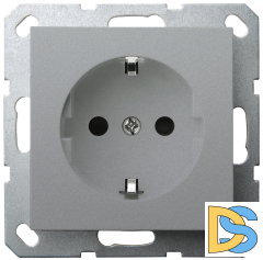 Розетка SHUKO Jasmart с защитными шторками (2P+T) 16A 250V цвет алюминий G5501S