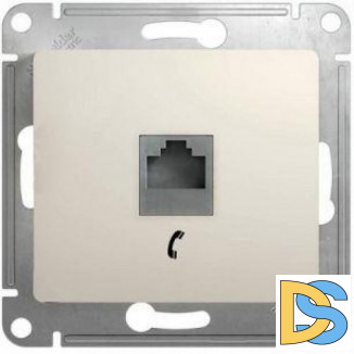 Розетка телефонная 1-ая 4 контакта, RJ-11, Молочный, серия Glossa, Schneider Electric