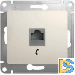 Розетка телефонная 1-ая 4 контакта, RJ-11, Молочный, серия Glossa, Schneider Electric