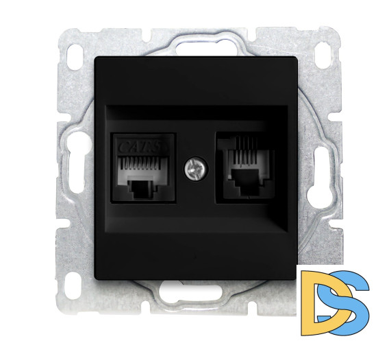 Розетка для сетевого кабеля LAN + Phone без рамки черная Vesta-Electric Black