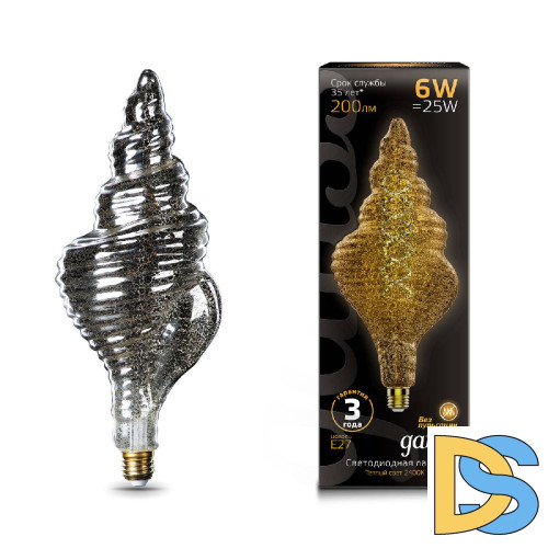 Лампа светодиодная филаментная Gauss E27 6W 2400K серая 166802008