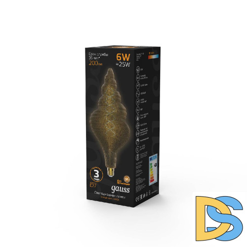 Лампа светодиодная филаментная Gauss E27 6W 2400K серая 166802008