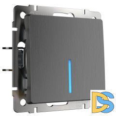 Выключатель Werkel одноклавишный проходной с подсветкой графит рифленый W1112104 4690389158421