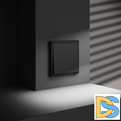 Перекрестный переключатель встраиваемый VOLTUM S70 одноклавишный 10А, (черный матовый)