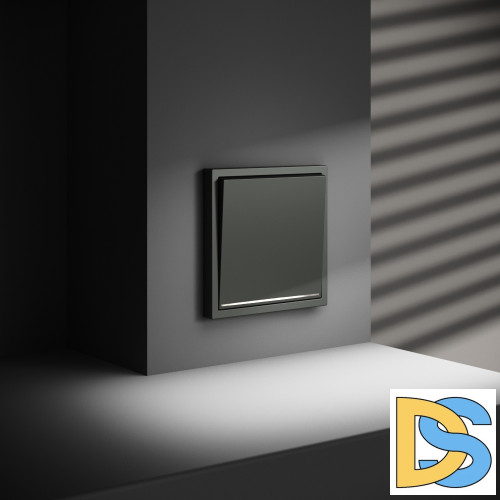 Выключатель встраиваемый VOLTUM S70 одноклавишный с подсветкой 10А, (титан)