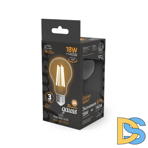 Лампа светодиодная Gauss Filament E27 18W 2700K 102902118