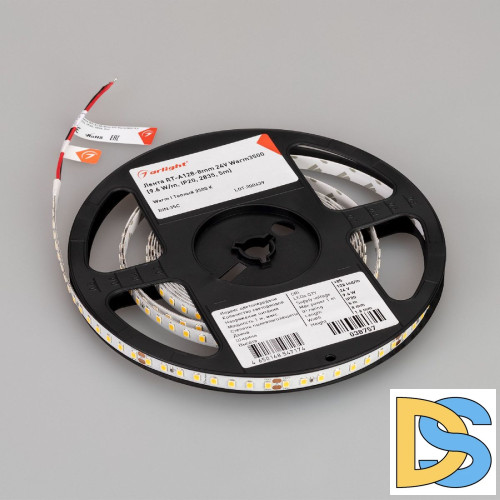 Светодиодная лента Arlight RT-A128-8mm 24V Warm3500 (10 W/m, IP20, 5m) 038757(1)