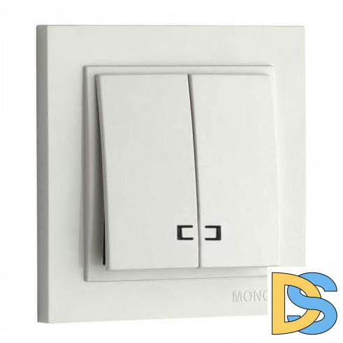 Выключатель двухклавишный с подсветкой Mono Electric Despina 10А 250В белый 102-190025-103
