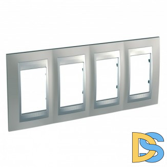 Рамка 4-ая (четверная), Никель/Алюминий (металл), серия UNICA TOP/CLASS, Schneider Electric