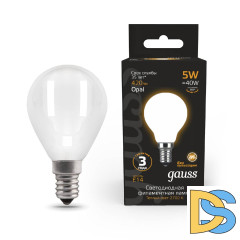 Лампа светодиодная филаментная Gauss E14 5W 2700К матовая 105201105