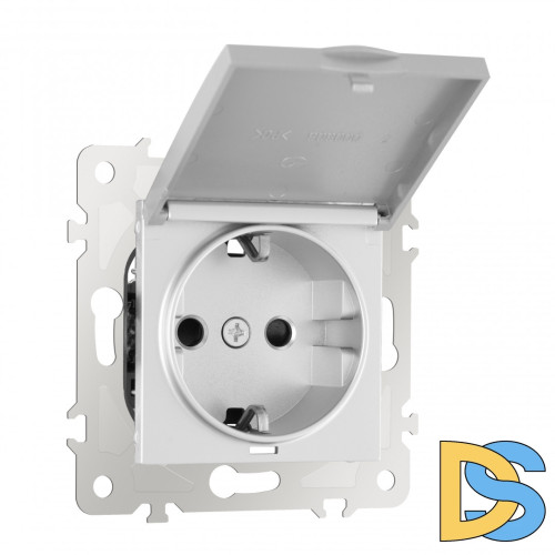 Розетка с заземлением, шторками и защитной крышкой Arte Milano 203.41-1.silver