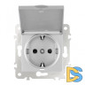 Розетка с заземлением, шторками и защитной крышкой Arte Milano 203.41-1.silver