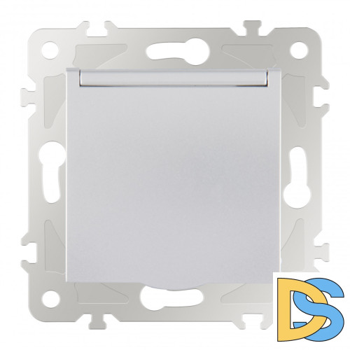 Розетка с заземлением, шторками и защитной крышкой Arte Milano 203.41-1.silver