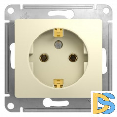 Розетка 1-ая электрическая, с заземлением, Бежевый, серия Glossa, Schneider Electric