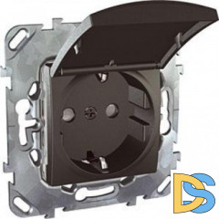 Розетка 1-ая электрическая, с заземлением и крышкой, Графит, серия UNICA TOP/CLASS, Schneider Electric
