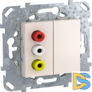 Розетка аудио/видео RCA с тремя гнездами "тюльпан", Бежевый, серия Unica, Schneider Electric