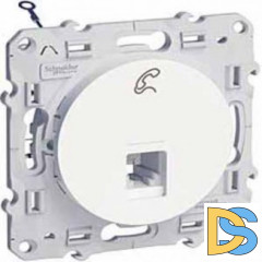Розетка телефонная 1-ая 4 контакта, RJ-11, Белый, серия Odace, Schneider Electric