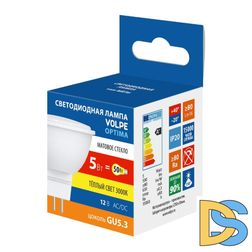 Лампа светодиодная Volpe Optima LED-MR16-5W/3000K/GU5.3/FR/SLS UL-00008838