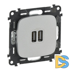 Розетка USB двойная Legrand Valena Allure 240V/5V 1500mA алюминий 754997