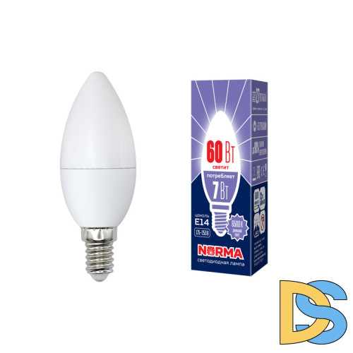 Лампа светодиодная (UL-00003794) Volpe E14 7W 6500K матовая LED-C37-7W/DW/E14/FR/NR