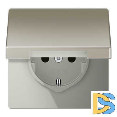 Розетка 2K+З cо шторками и крышкой Jung ES1520KIKL