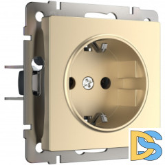 Розетка с заземлением и шторками (шампань) W1171111