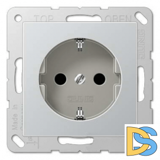 Розетка электрическая с заземлением Jung ECO Profi 16А Алюминий