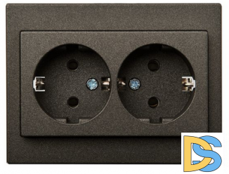 Розетка с заземлением,2-ая Epsilon антрацит