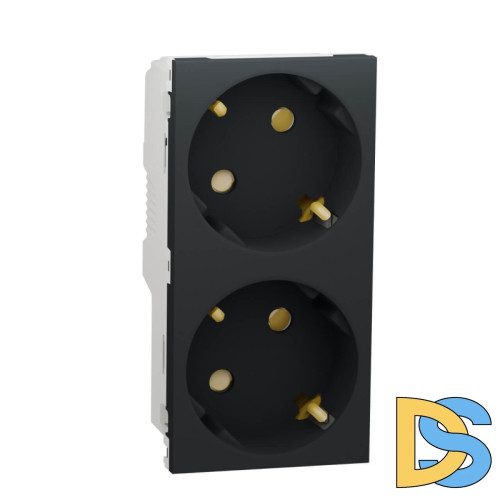 Розетка двойная Schneider Electric Unica New Modular с/з со шторками NU306754A
