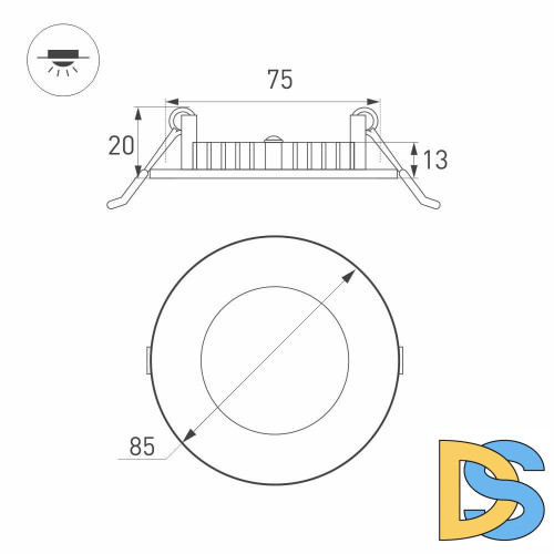 Встраиваемый светодиодный светильник Arlight DL-85M-4W Warm White 020104