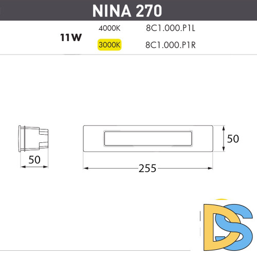 Светильник для подсветки лестниц Fumagalli Nina 8C1.000.000.BYP1L