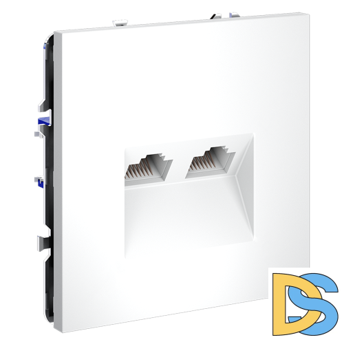 Розетка компьютерная встраиваемая VOLTUM S70 двойная RJ45+RJ45 кат.6, (белый матовый)